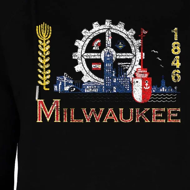 Milwaukee Wisconsin City Classic Flag Womens Funnel Neck Pullover Hood