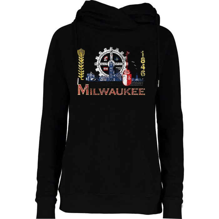 Milwaukee Wisconsin City Classic Flag Womens Funnel Neck Pullover Hood