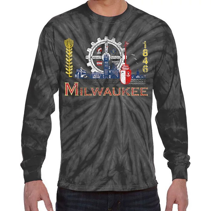 Milwaukee Wisconsin City Classic Flag Tie-Dye Long Sleeve Shirt