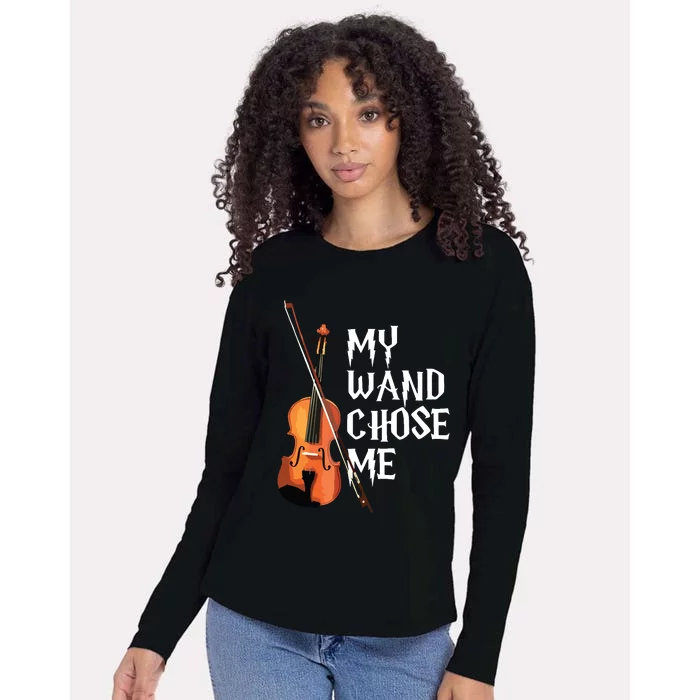 My Wand Chose Me Violin Violinist Gift Orchestra Tee Womens Cotton Relaxed Long Sleeve T-Shirt