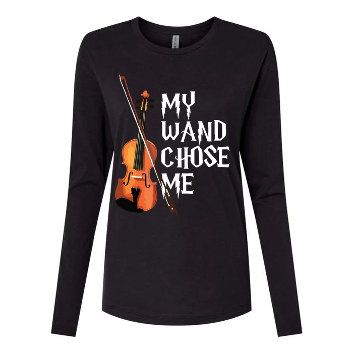 My Wand Chose Me Violin Violinist Gift Orchestra Tee Womens Cotton Relaxed Long Sleeve T-Shirt