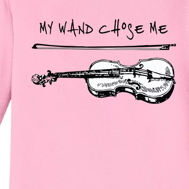 My Wand Chose Me Violin White Player Funny Gift Christmas Baby Long Sleeve Bodysuit