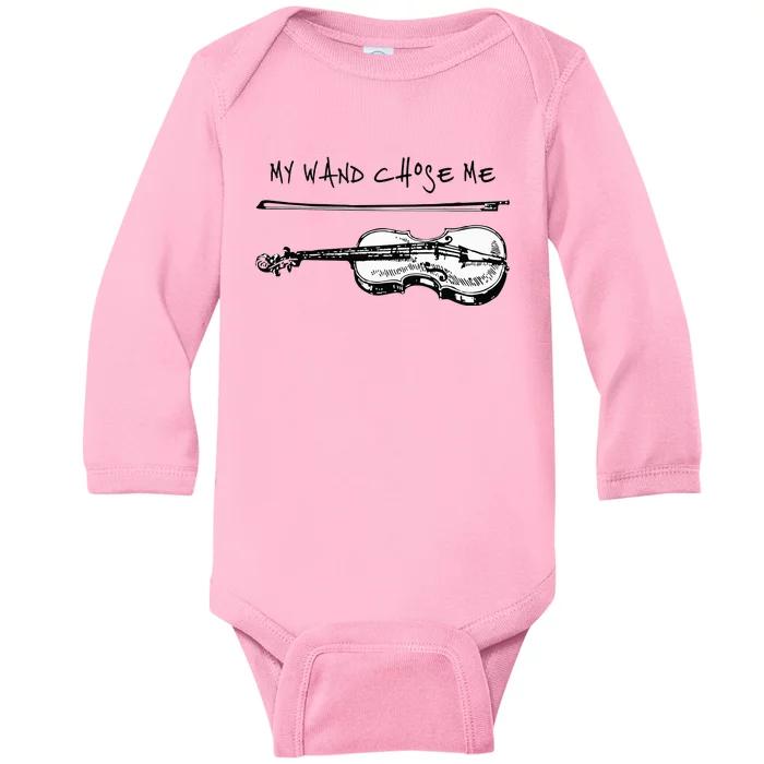 My Wand Chose Me Violin White Player Funny Gift Christmas Baby Long Sleeve Bodysuit