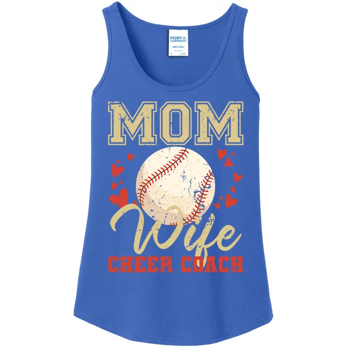 Mom Wife Cheer Coach Funny Baseball Coach Wife Cool Gift Ladies Essential Tank