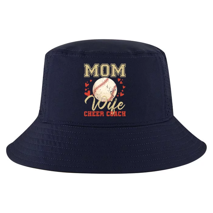 Mom Wife Cheer Coach Funny Baseball Coach Wife Cool Gift Cool Comfort Performance Bucket Hat