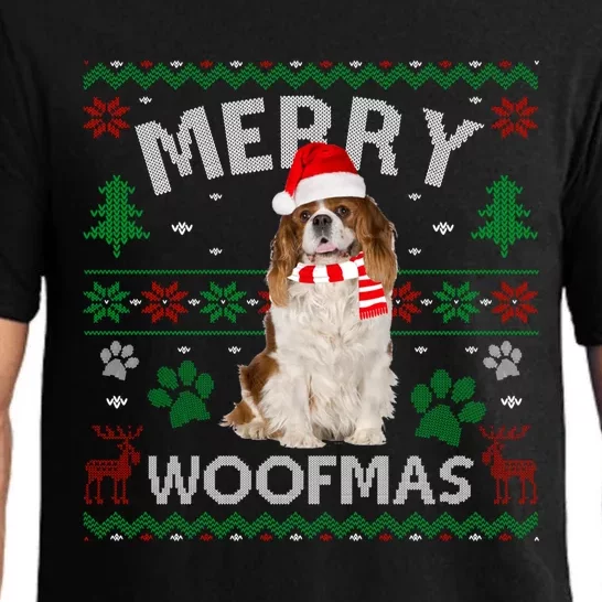 Merry Woofmas Cavalier King Charles Ugly Sweater Santa Hat Gift Pajama Set