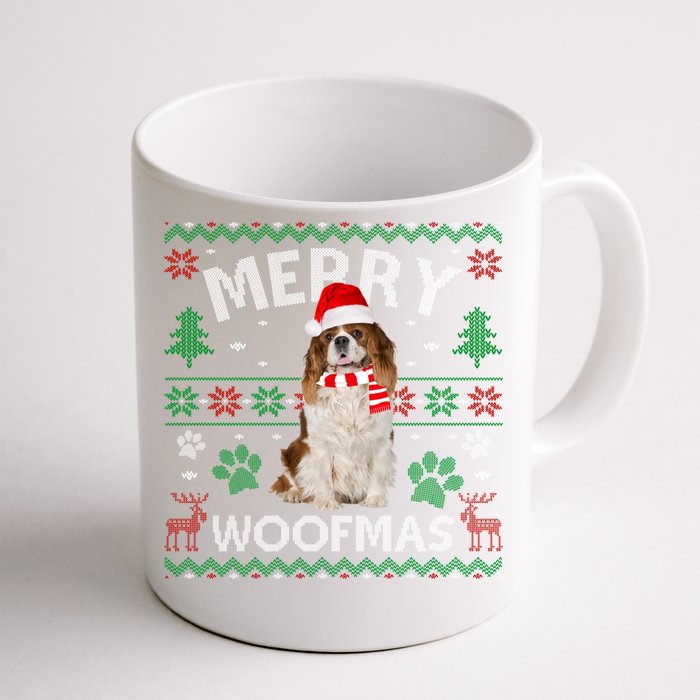 Merry Woofmas Cavalier King Charles Ugly Sweater Santa Hat Gift Front & Back Coffee Mug