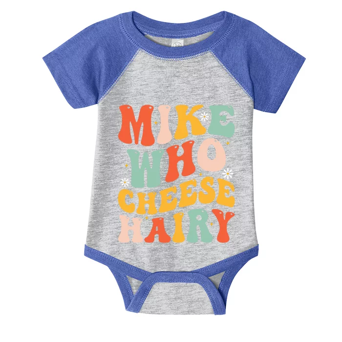 Mike Who Cheese Hairy Funny Adult Meme Social Media Joke Infant Baby Jersey Bodysuit