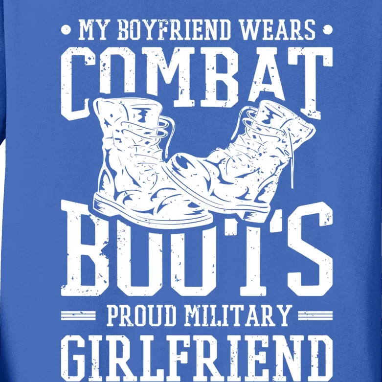 Military Wears Combat Boots Proud Army Friend Gift Kids Long Sleeve Shirt