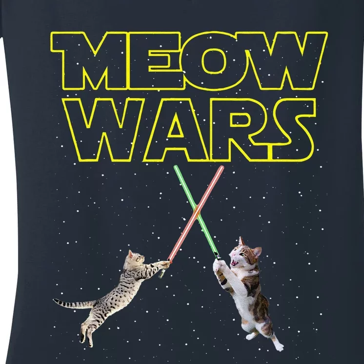 Meow Wars Cat Funny Gifts For Cats Loverss Women's V-Neck T-Shirt