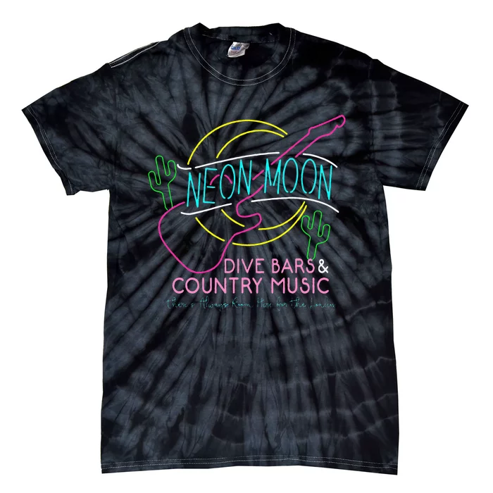 Moon Western Cactus Dive Bars & Country Music 80s 90s Tie-Dye T-Shirt