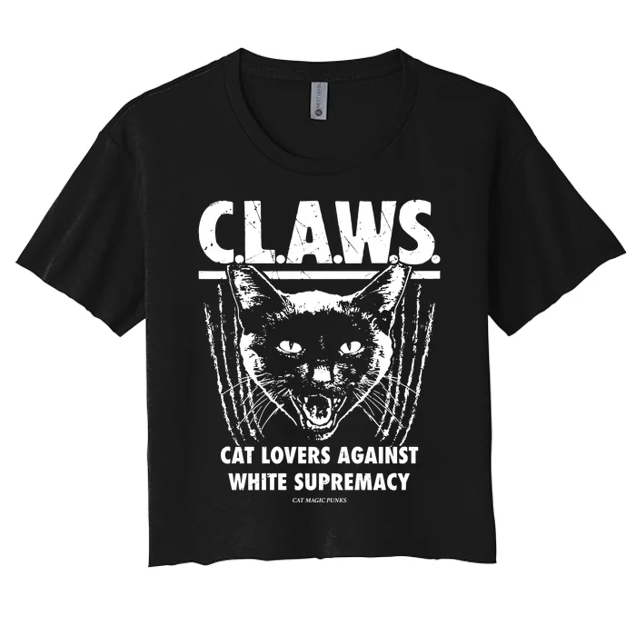 Majorhightide Wearing Claws Cat Lovers Against White Supremacy Women's Crop Top Tee