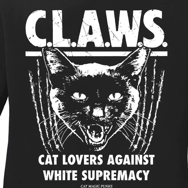 Majorhightide Wearing Claws Cat Lovers Against White Supremacy Ladies Long Sleeve Shirt