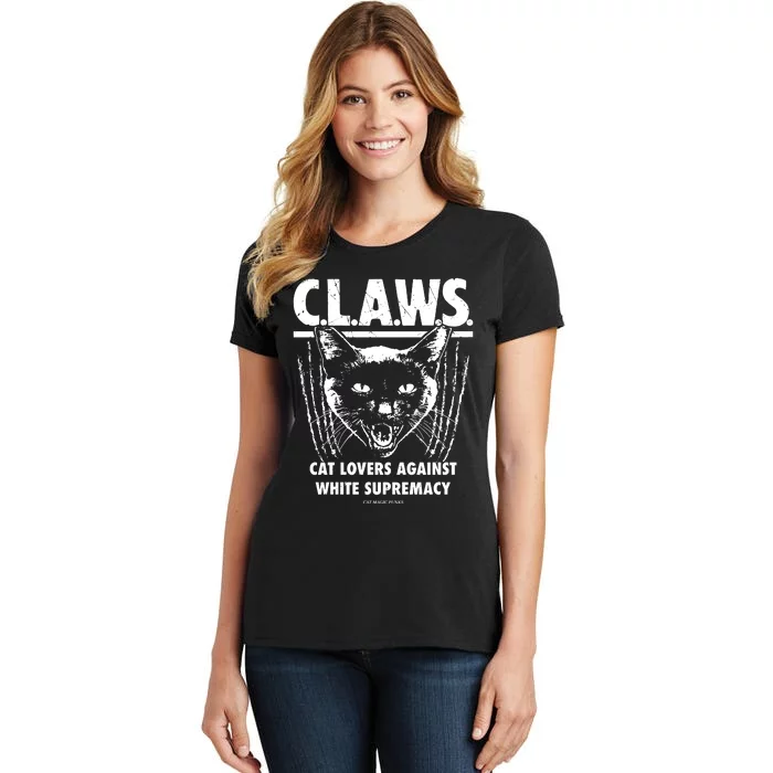 Majorhightide Wearing Claws Cat Lovers Against White Supremacy Women's T-Shirt