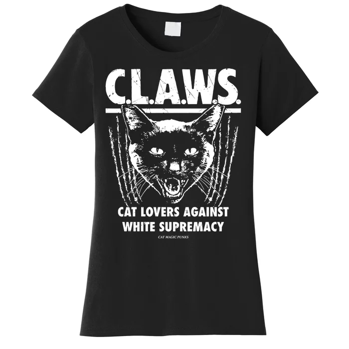 Majorhightide Wearing Claws Cat Lovers Against White Supremacy Women's T-Shirt