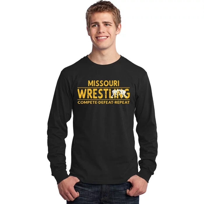 Missouri Wrestling Compete Defeat Repeat Tall Long Sleeve T-Shirt