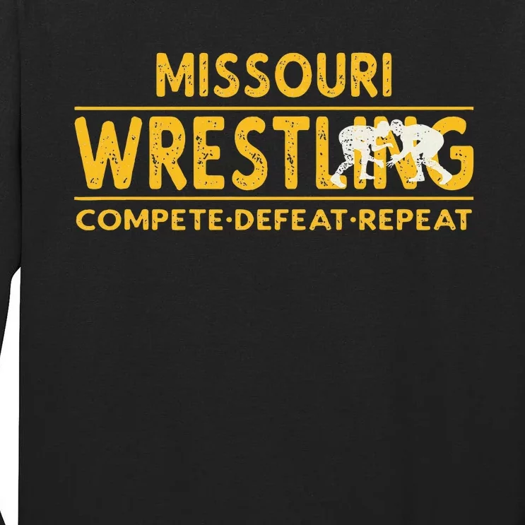 Missouri Wrestling Compete Defeat Repeat Tall Long Sleeve T-Shirt