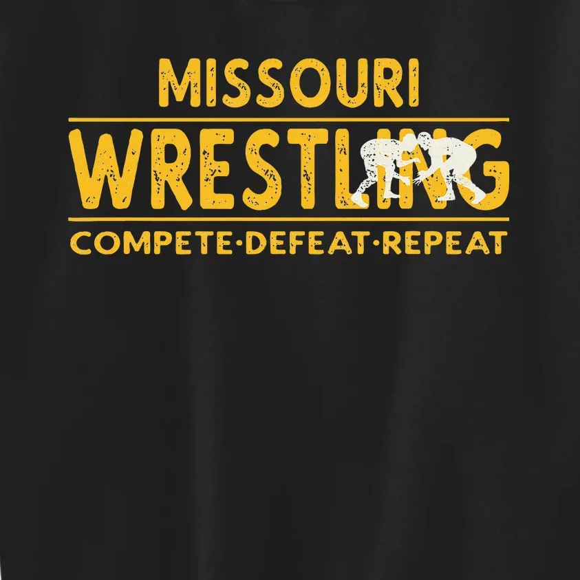 Missouri Wrestling Compete Defeat Repeat Kids Sweatshirt