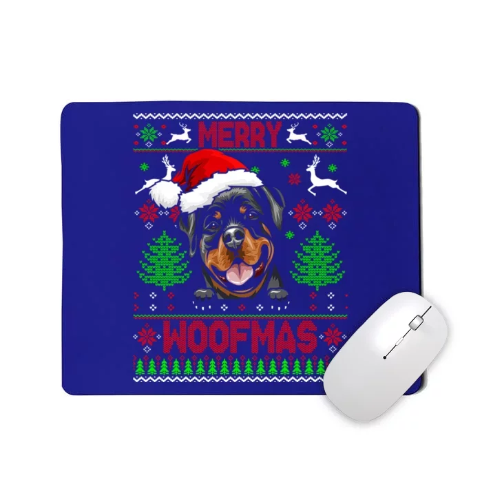 Merry Woofmas Christmas Santa Rottweiler Sweater Gift Mousepad