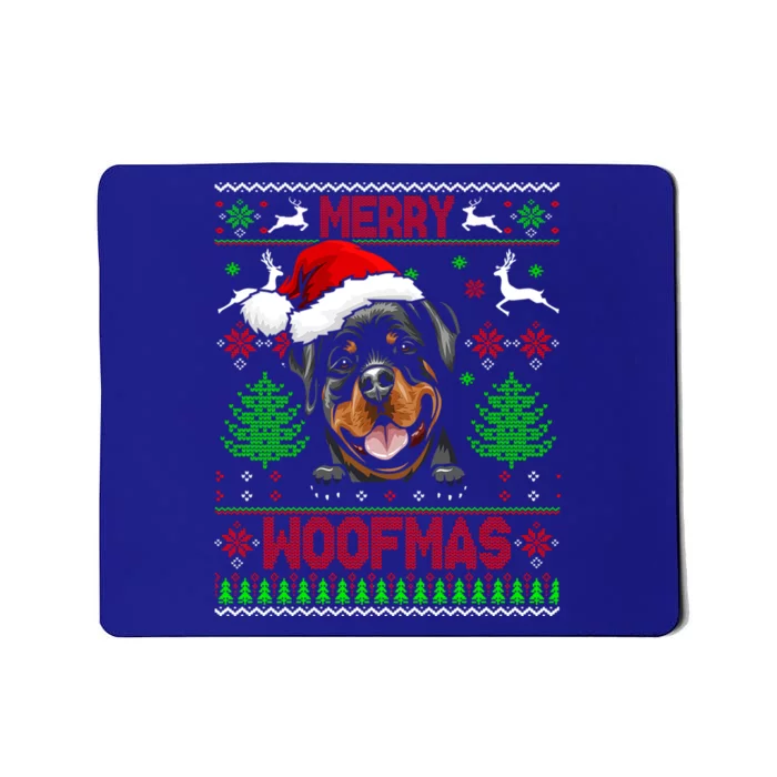 Merry Woofmas Christmas Santa Rottweiler Sweater Gift Mousepad