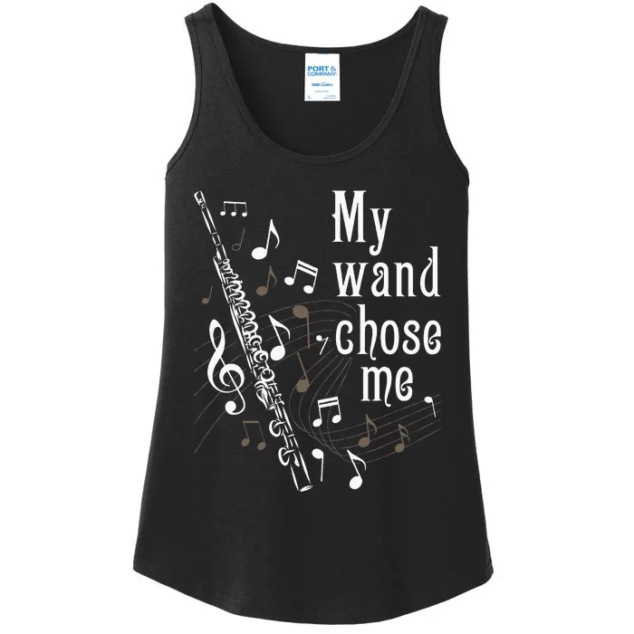 My Wand Chose Me Flute Player Flutist Marching Band Music Ladies Essential Tank