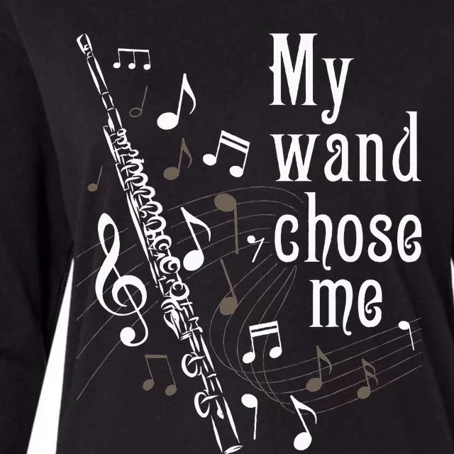 My Wand Chose Me Flute Player Flutist Marching Band Music Womens Cotton Relaxed Long Sleeve T-Shirt