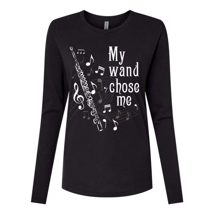 My Wand Chose Me Flute Player Flutist Marching Band Music Womens Cotton Relaxed Long Sleeve T-Shirt