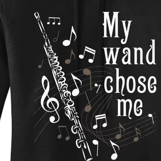 My Wand Chose Me Flute Player Flutist Marching Band Music Women's Pullover Hoodie