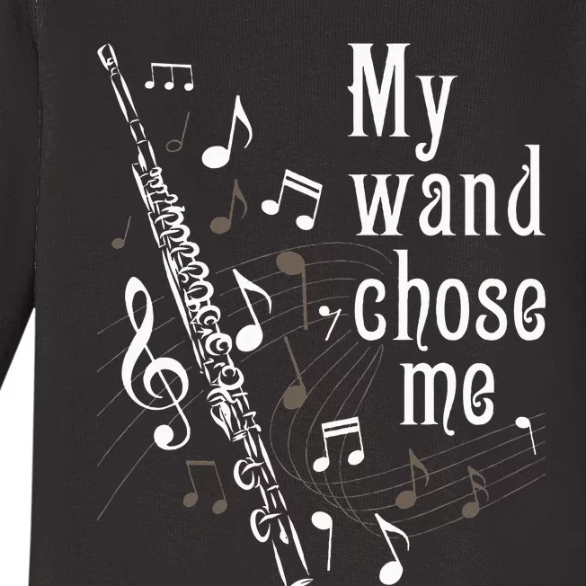 My Wand Chose Me Flute Player Flutist Marching Band Music Baby Long Sleeve Bodysuit