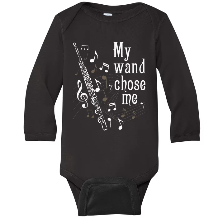 My Wand Chose Me Flute Player Flutist Marching Band Music Baby Long Sleeve Bodysuit