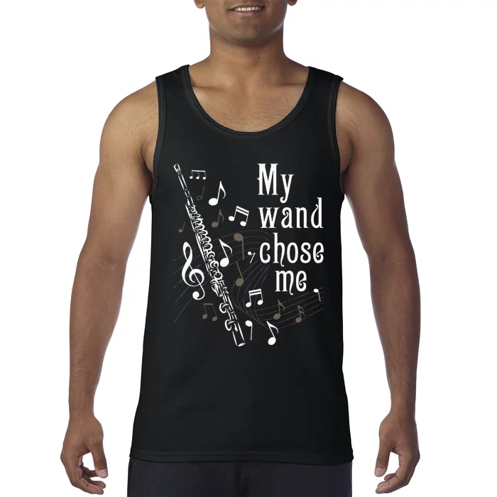 My Wand Chose Me Flute Player Flutist Marching Band Music Tank Top