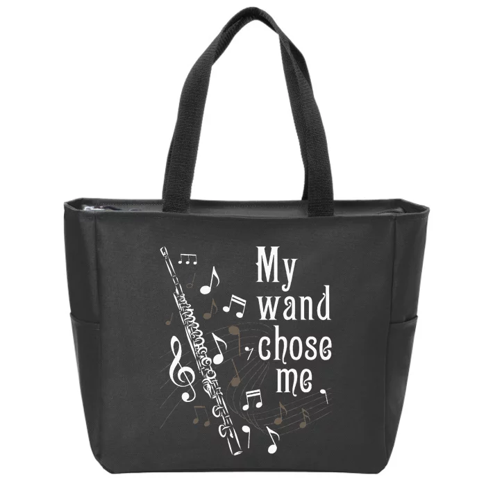 My Wand Chose Me Flute Player Flutist Marching Band Music Zip Tote Bag