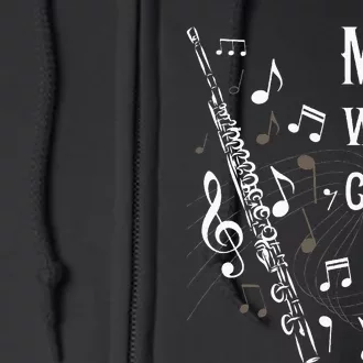 My Wand Chose Me Flute Player Flutist Marching Band Music Full Zip Hoodie