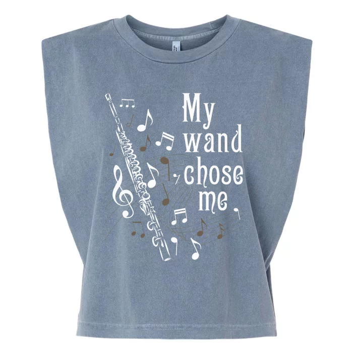 My Wand Chose Me Flute Player Flutist Marching Band Music Garment-Dyed Women's Muscle Tee