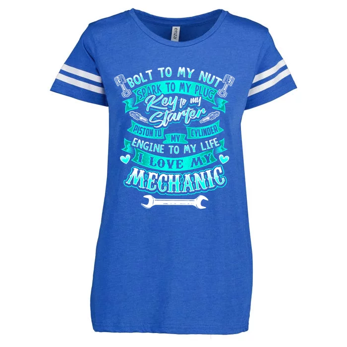 Mechanics Wife Cool Gift Friend Auto Diesel Mechanic Gift Enza Ladies Jersey Football T-Shirt