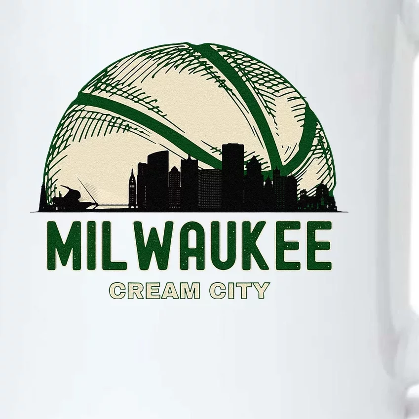 Milwaukee Wisconsin Cream City Skyline Retro Basketball Black Color Changing Mug