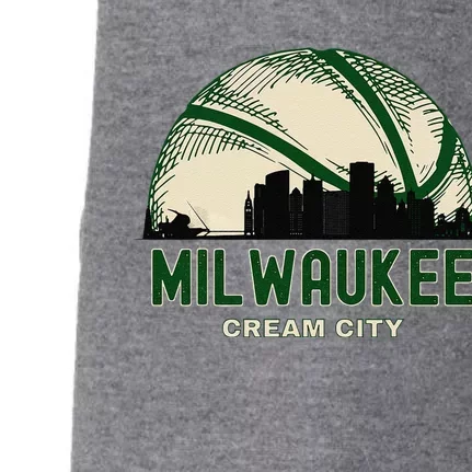 Milwaukee Wisconsin Cream City Skyline Retro Basketball Doggie 3-End Fleece Hoodie