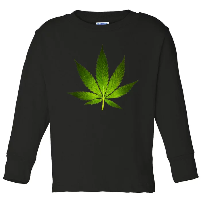 Majestic Weed Cannabis Plant Leaf Silhouette Toddler Long Sleeve Shirt