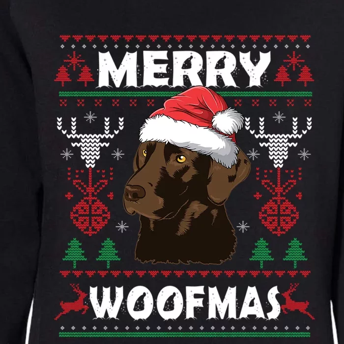 Merry Woofmas Chocolate Lab Santa Claus Dog Christmas Gift Womens California Wash Sweatshirt