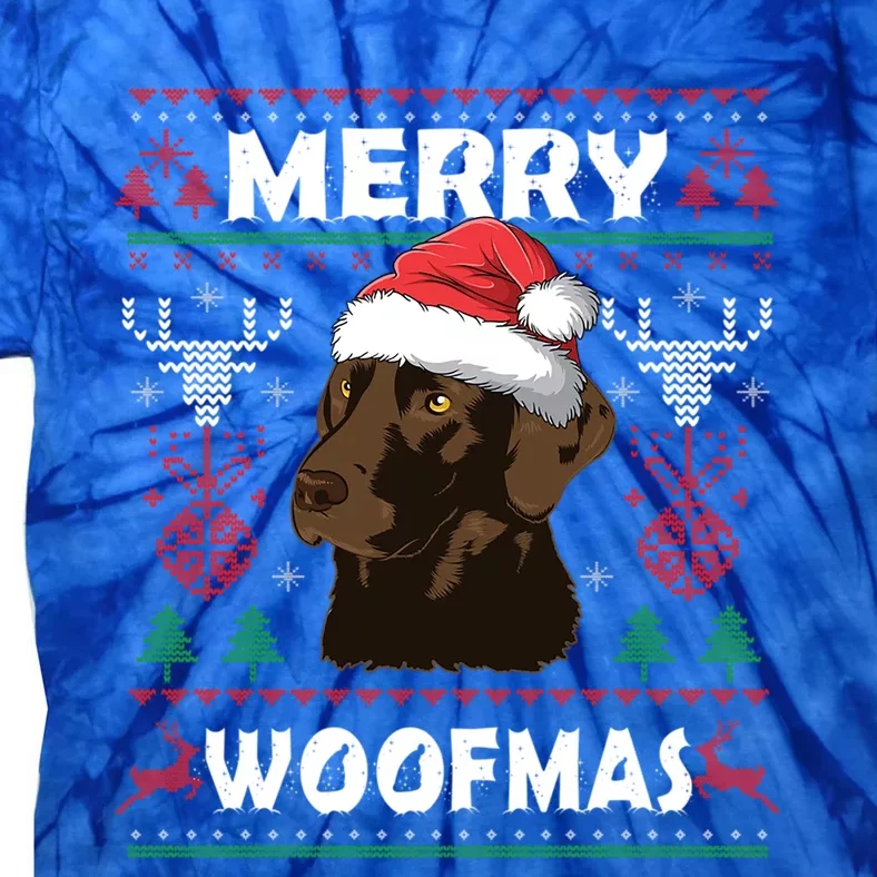 Merry Woofmas Chocolate Lab Santa Claus Dog Christmas Gift Tie-Dye T-Shirt