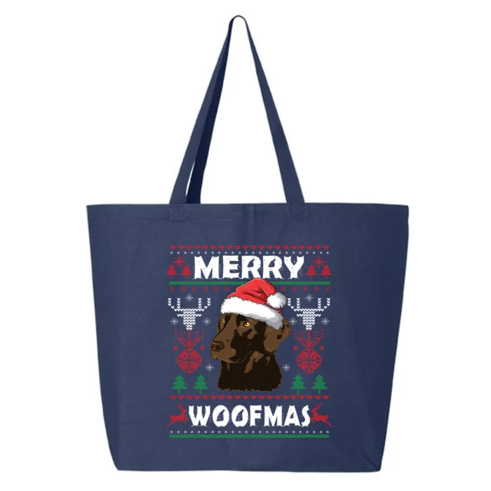 Merry Woofmas Chocolate Lab Santa Claus Dog Christmas Gift 25L Jumbo Tote