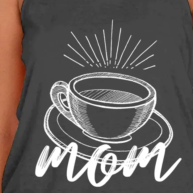 Mom With Coffee Mothers Day Gift Women's Knotted Racerback Tank