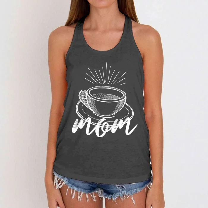 Mom With Coffee Mothers Day Gift Women's Knotted Racerback Tank