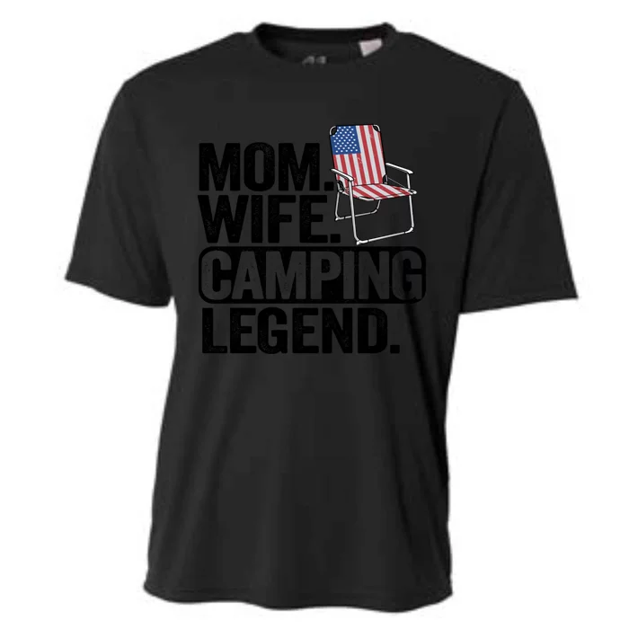 Mom Wife Camping Legend Camper American Flag Camping Funny Gift Cooling Performance Crew T-Shirt