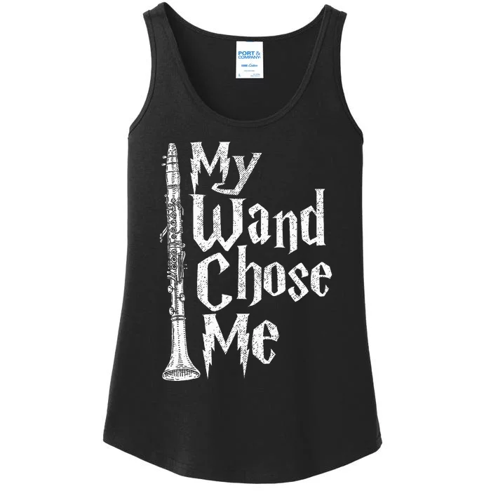 My Wand Chose Me Clarinet Player Clarinetist Music Lover Ladies Essential Tank