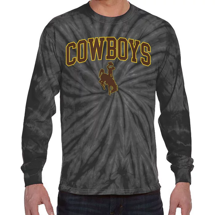 Mens Wyoming Cowboys Apparel Cowboys Arch & Logo Tie-Dye Long Sleeve Shirt