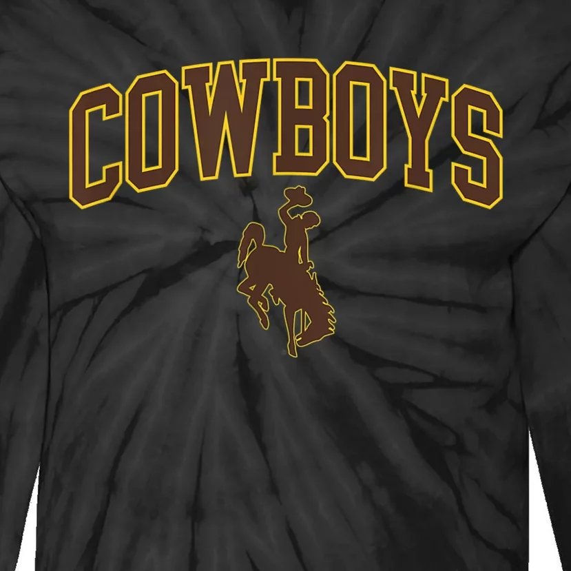 Mens Wyoming Cowboys Apparel Cowboys Arch & Logo Tie-Dye Long Sleeve Shirt