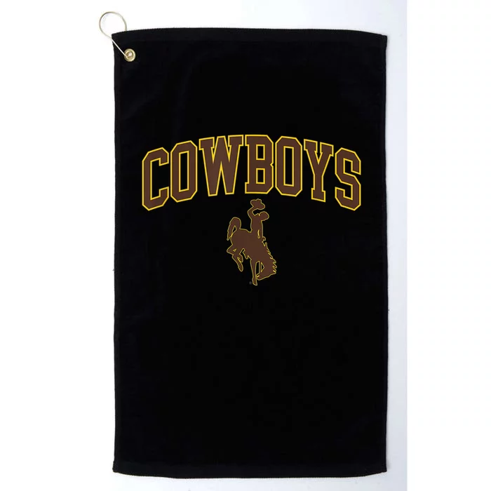 Mens Wyoming Cowboys Apparel Cowboys Arch & Logo Platinum Collection Golf Towel