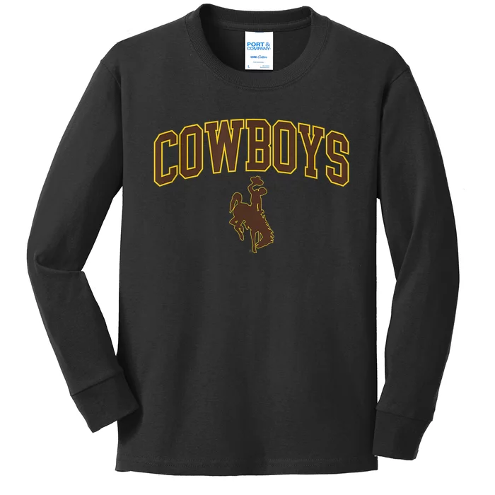 Mens Wyoming Cowboys Apparel Cowboys Arch & Logo Kids Long Sleeve Shirt