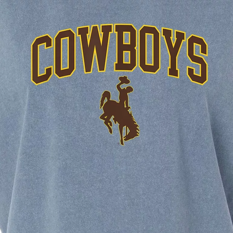 Mens Wyoming Cowboys Apparel Cowboys Arch & Logo Garment-Dyed Women's Muscle Tee